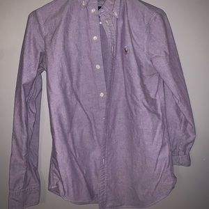 purple button up polo